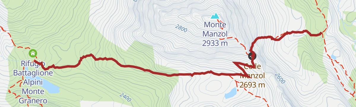 Route map: Giro del Monviso: Tappa 3A Rifugio Battaglione Alpini Monte Granero